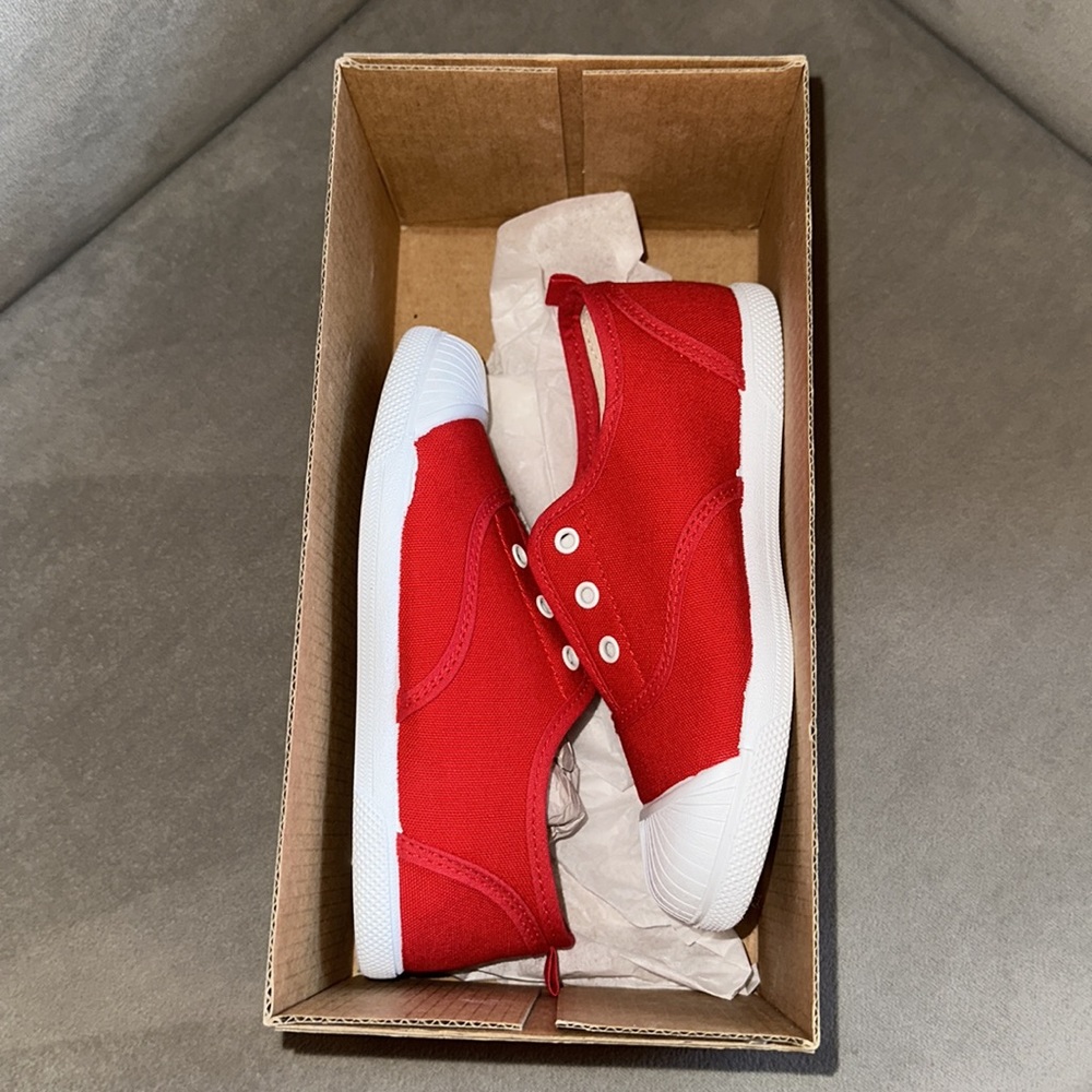 Toddler Girl Red Canvas Slip-on Trainers by KIKU - Boutique Kids Sneakers - Picture 5 of 15